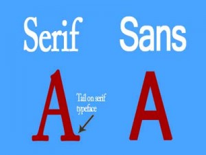 The visual difference between a sans and serif font. 